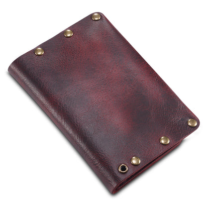 Credit Card Holder Wallet Rivet Decor Genuine Leather Card Pouch Bag Business Card Holder for Women Men