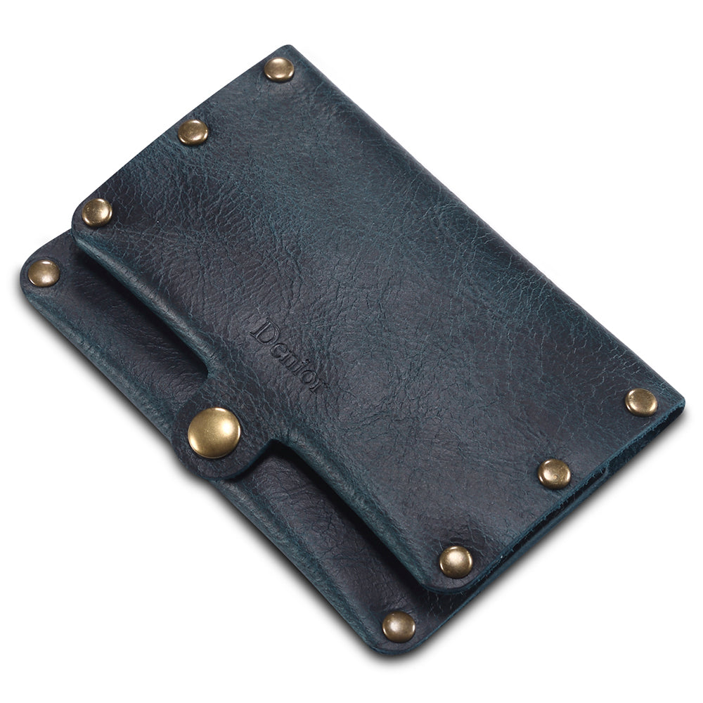 Credit Card Holder Wallet Rivet Decor Genuine Leather Card Pouch Bag Business Card Holder for Women Men