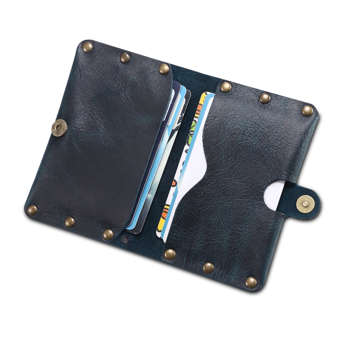 Credit Card Holder Wallet Rivet Decor Genuine Leather Card Pouch Bag Business Card Holder for Women Men