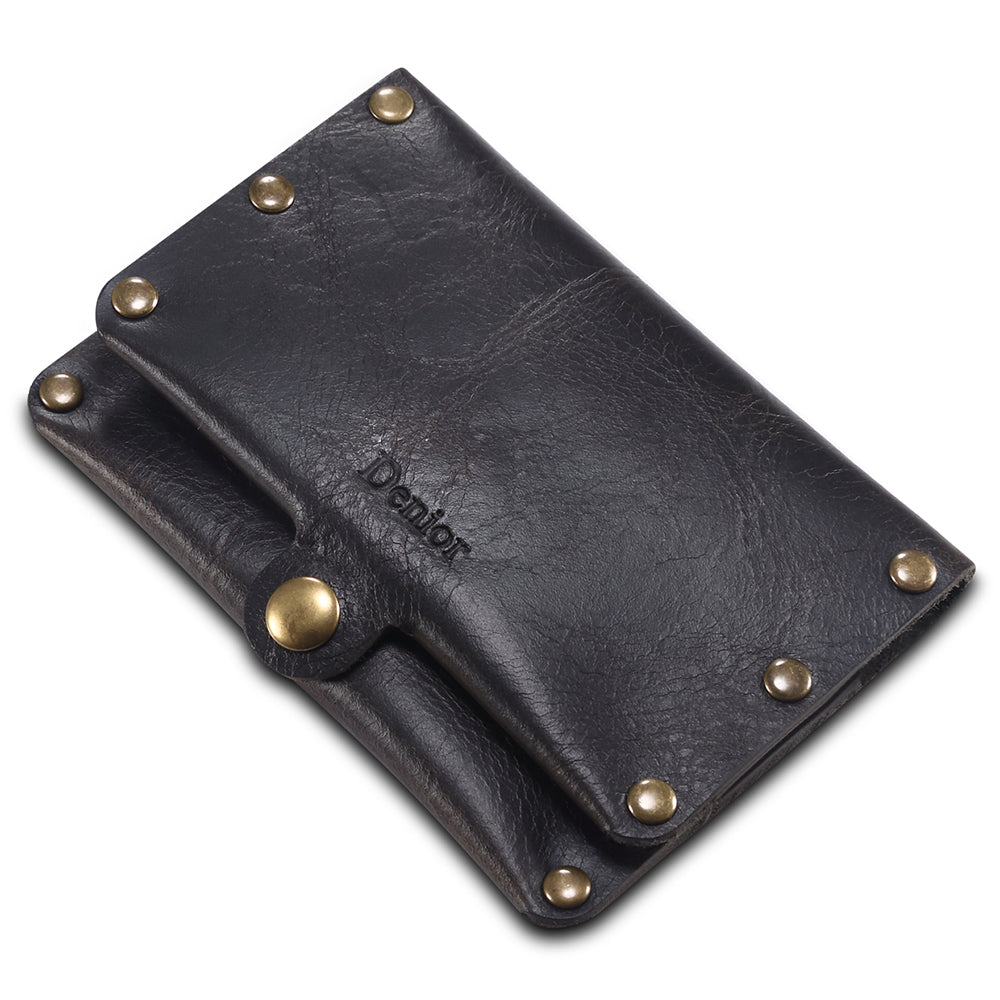 Credit Card Holder Wallet Rivet Decor Genuine Leather Card Pouch Bag Business Card Holder for Women Men