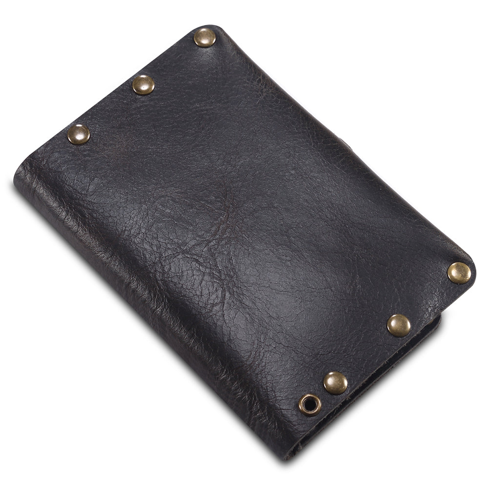 Credit Card Holder Wallet Rivet Decor Genuine Leather Card Pouch Bag Business Card Holder for Women Men