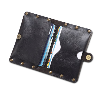 Credit Card Holder Wallet Rivet Decor Genuine Leather Card Pouch Bag Business Card Holder for Women Men