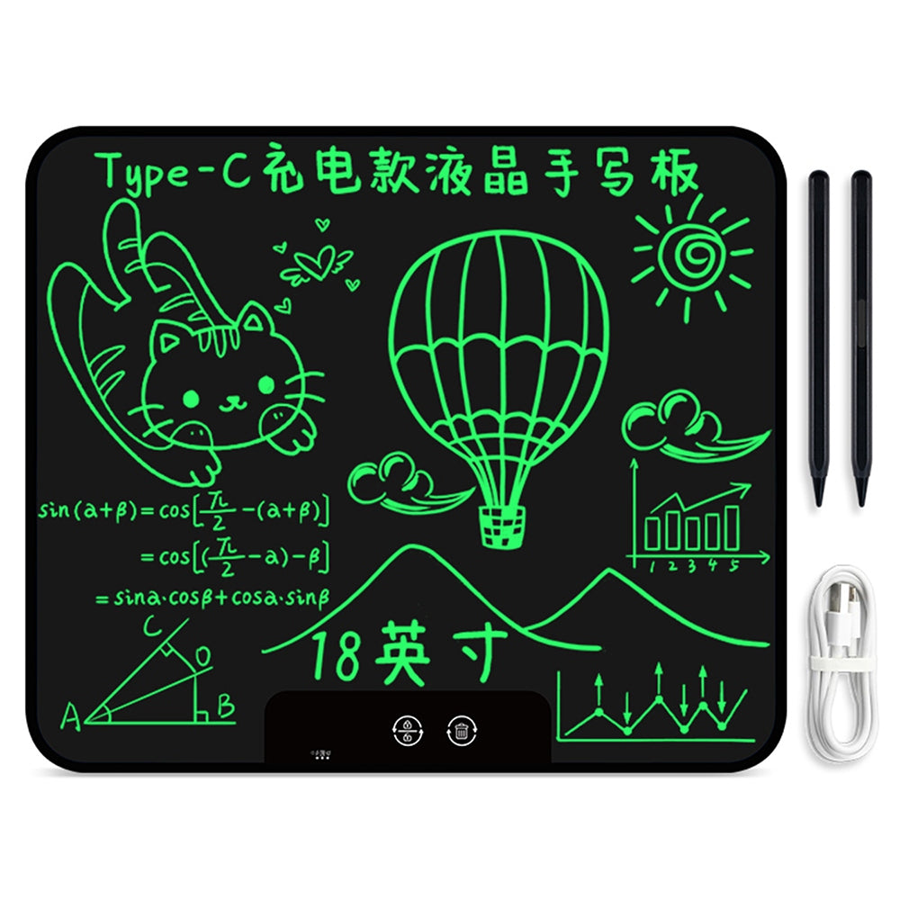 180X 18inch Rechargeable LCD Writing Tablet Digital Graphic Drawing Board Ultra-thin Memo Board, Monochrome Handwriting