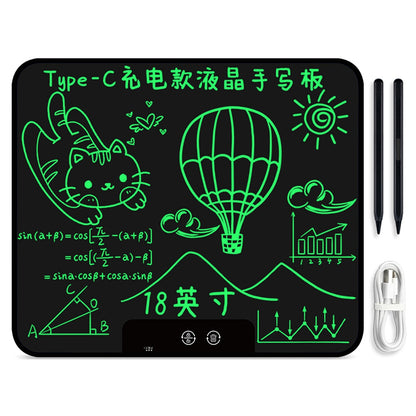 180X 18inch Rechargeable LCD Writing Tablet Digital Graphic Drawing Board Ultra-thin Memo Board, Monochrome Handwriting