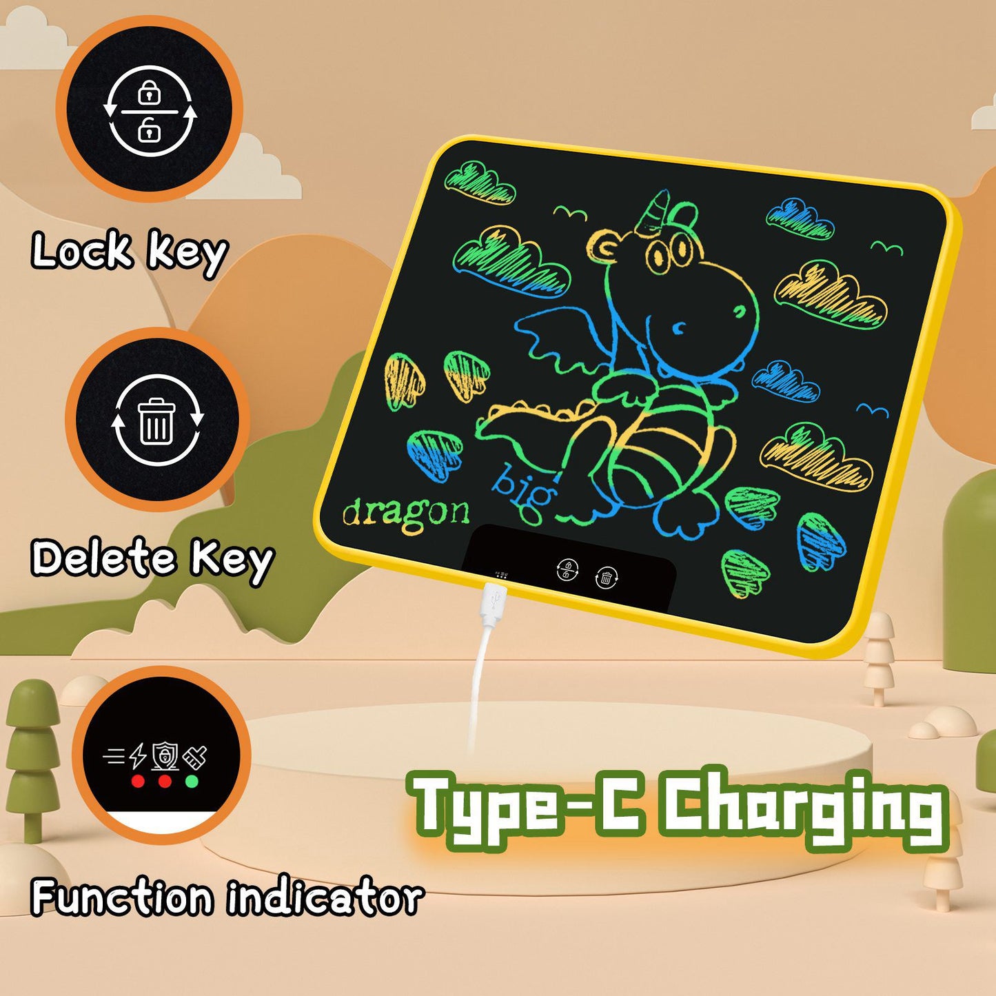 180X 18inch Rechargeable LCD Writing Tablet Digital Graphic Drawing Board Ultra-thin Memo Board, Monochrome Handwriting