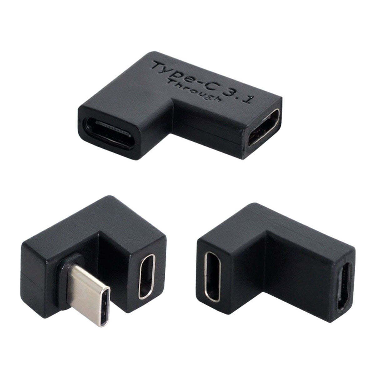 UC-077 3Pcs/Set USB-C Male to Female + USB-C Female to Female Elbow Converter Charging Adapter