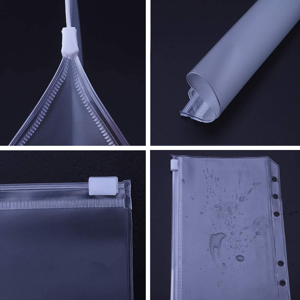 24Pcs A6 Binder Pockets PVC Zipper Folders for 6-Ring Notebook Binder Files Reports Binder, Translucent