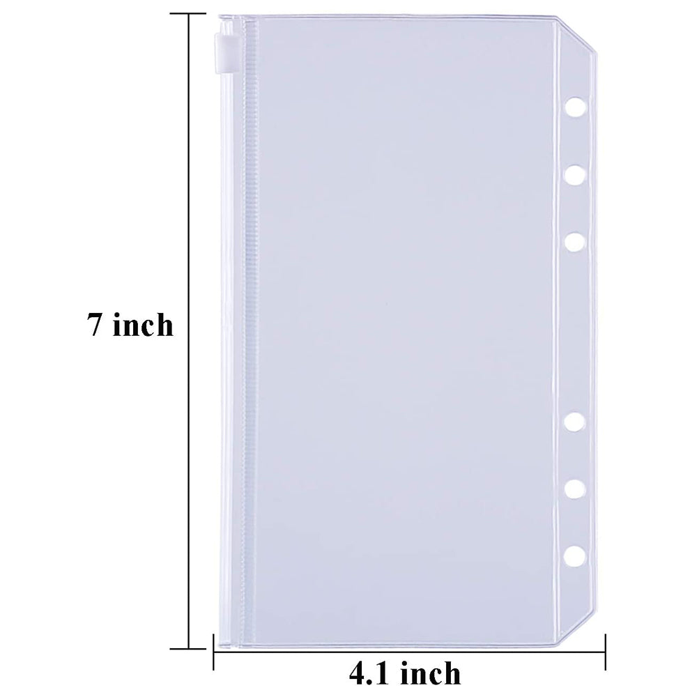 24Pcs A6 Binder Pockets PVC Zipper Folders for 6-Ring Notebook Binder Files Reports Binder, Translucent