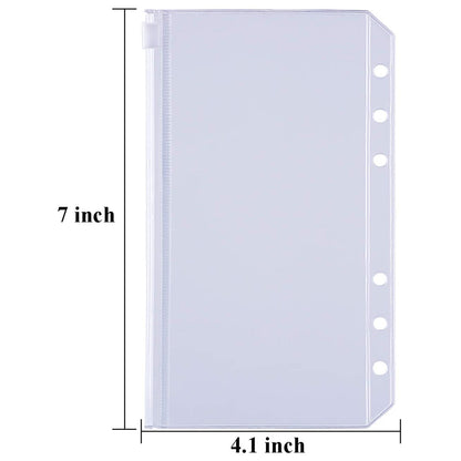 24Pcs A6 Binder Pockets PVC Zipper Folders for 6-Ring Notebook Binder Files Reports Binder, Translucent