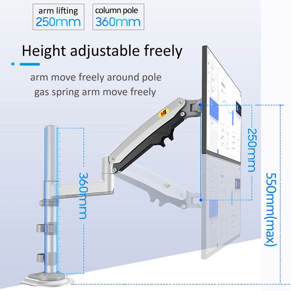 NORTH BAYOU H100 Desk Clip-on Monitor Support Arm Adjustable 22-35 inch Computer Monitor Holder Bracket