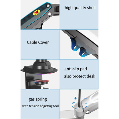 NORTH BAYOU H100 Desk Clip-on Monitor Support Arm Adjustable 22-35 inch Computer Monitor Holder Bracket