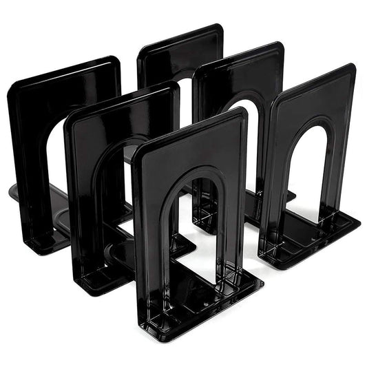 3 Pairs Bookends Metal Book Ends Heavy Duty Book Shelves Non-skid Book Holder Supports for Library Office Home