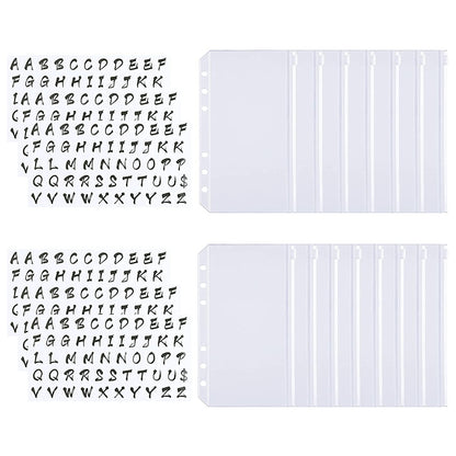 15Pcs A6 Binder Pockets with Letter Labels, PVC Zipper Binder Pouch Filling Bags for 6-Ring Binder Folders