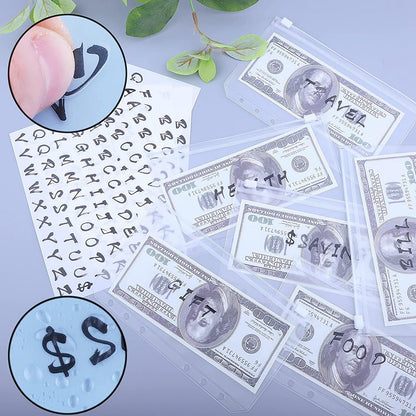 15Pcs A6 Binder Pockets with Letter Labels, PVC Zipper Binder Pouch Filling Bags for 6-Ring Binder Folders