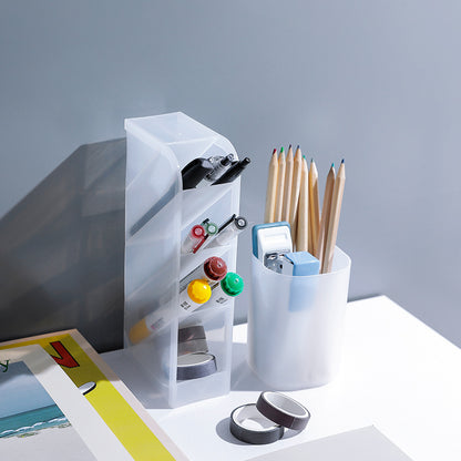 Multifunction Slant Grid Desktop Pen Holder Home Office School Stationary Storage Pencil Organizer, Size: S