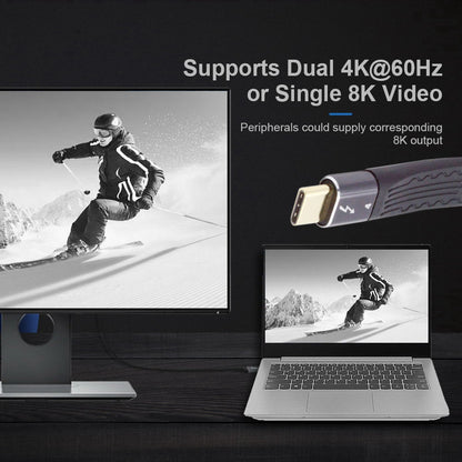 TB-005-0.13M 40Gbps ThunderBolt4 Transmission Cord Flat Slim 5A 100W Fast Charging Cable Supports 8K 60Hz 5K 60Hz Video Output