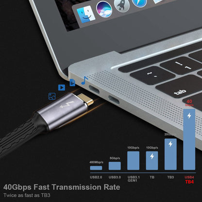 TB-005-0.13M 40Gbps ThunderBolt4 Transmission Cord Flat Slim 5A 100W Fast Charging Cable Supports 8K 60Hz 5K 60Hz Video Output