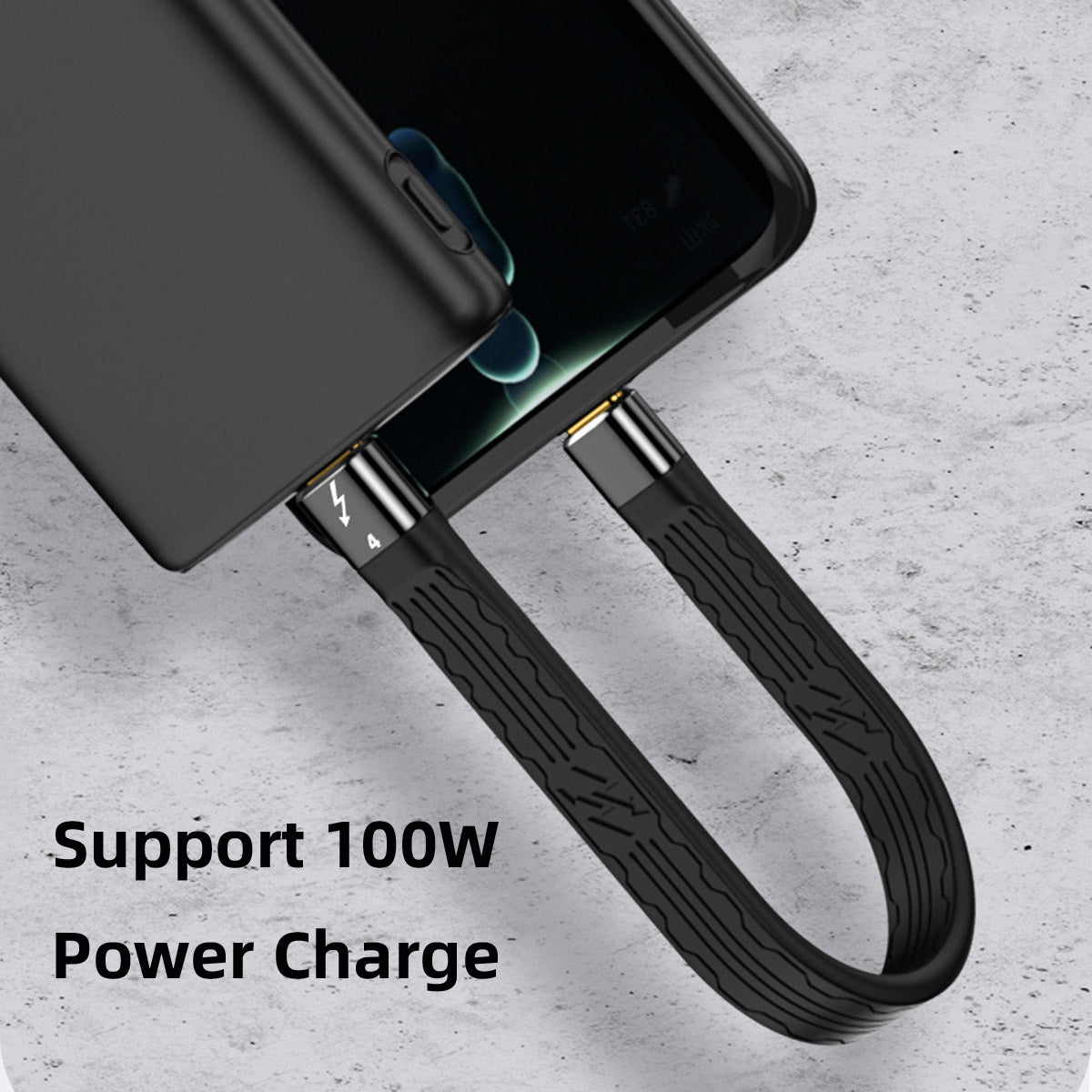 TB-005-0.22M ThunderBolt4 Flat Slim Cable 40Gbps 5A 100W Fast Charging Speed Supports 8K 60Hz 5K 60Hz Video Output