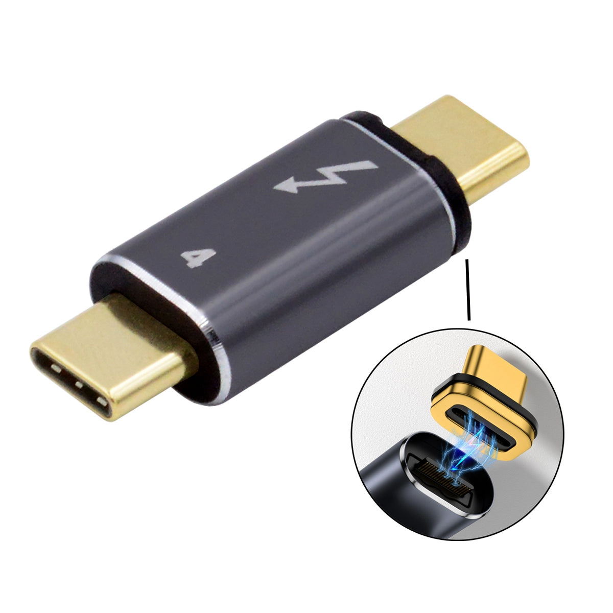 TB-005-MAGN 40Gbps Type C Male to Male Magnetic Connector Compatible with USB4 Thunderbolt3 Thunderbolt 4 100W Power Data 8K Video Adapter for Laptop Phone