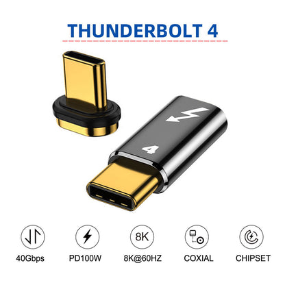 TB-005-MAGN 40Gbps Type C Male to Male Magnetic Connector Compatible with USB4 Thunderbolt3 Thunderbolt 4 100W Power Data 8K Video Adapter for Laptop Phone