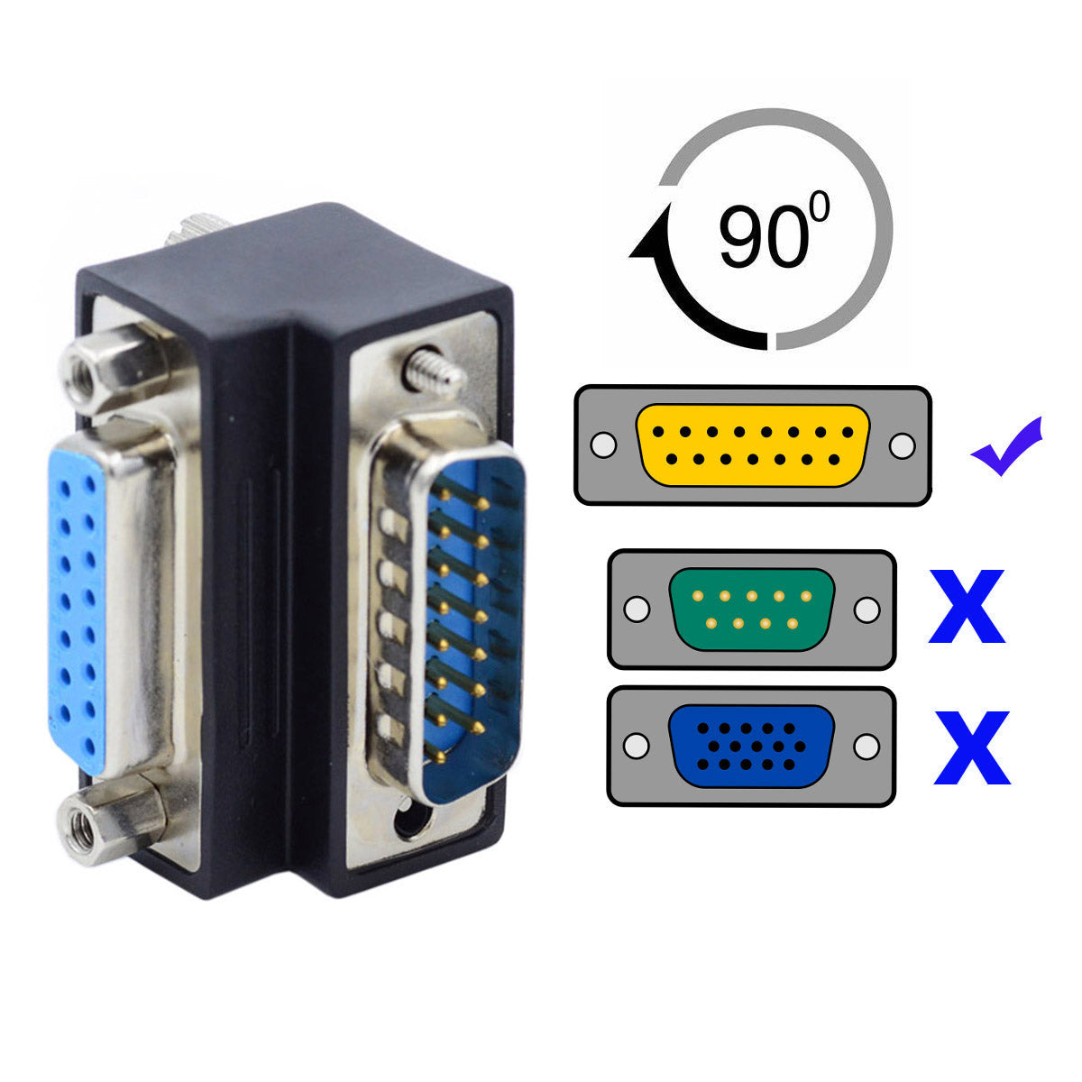 DB-003-UP DB-15PIN Up 90-Degree Angled Design DSUB D-subminiature 15Pin Male to Female Extension Adapter