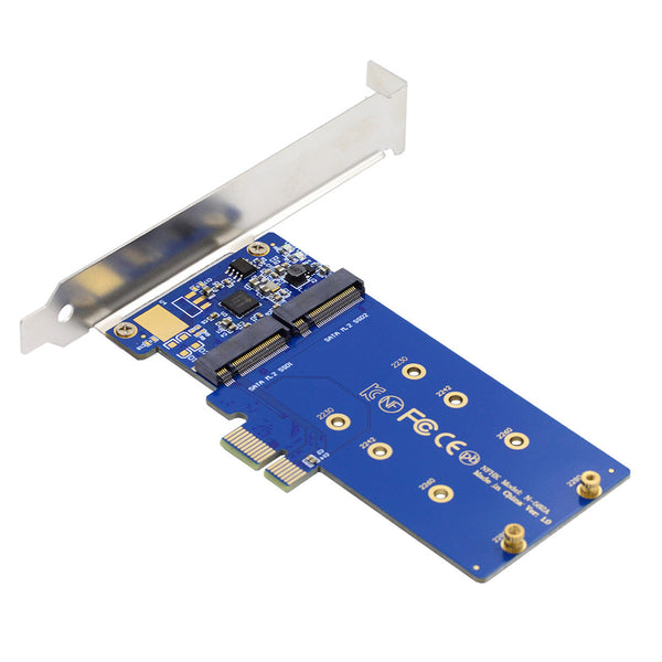 SA-053 Dual SATA NGFF Key B+M SSD to PCI-E 1x Motherboard Desktop Adapter Converter SSD Card JMB582 2280