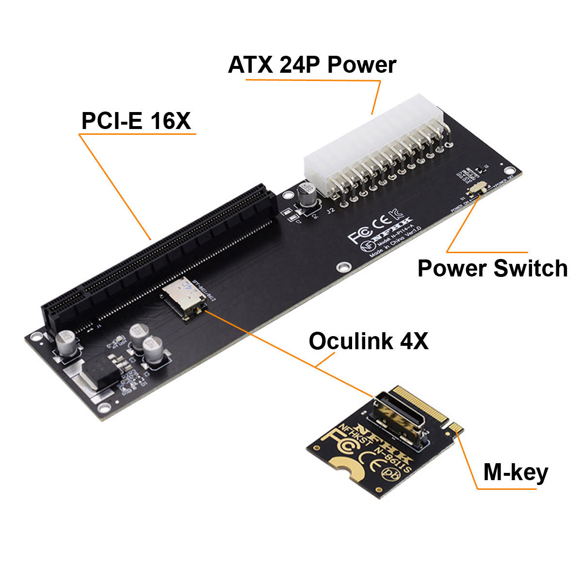 PCI-E 3.0 M.2 M-key to Oculink SFF-8612 SFF-8611 Host Adapter for GPD WIN Max2 External Graphics Card &amp; SSD