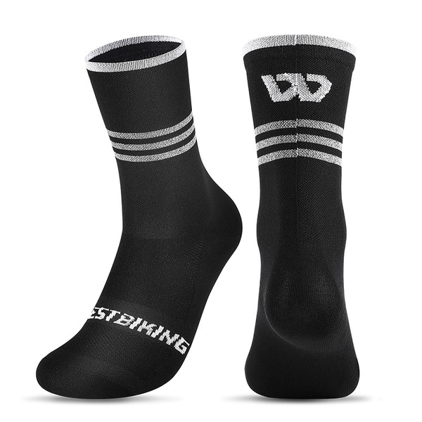 WEST BIKING YP0216052 1 Pair Sports Running Cycling Adult Socks Reflective Breathable Medium Tube Socks