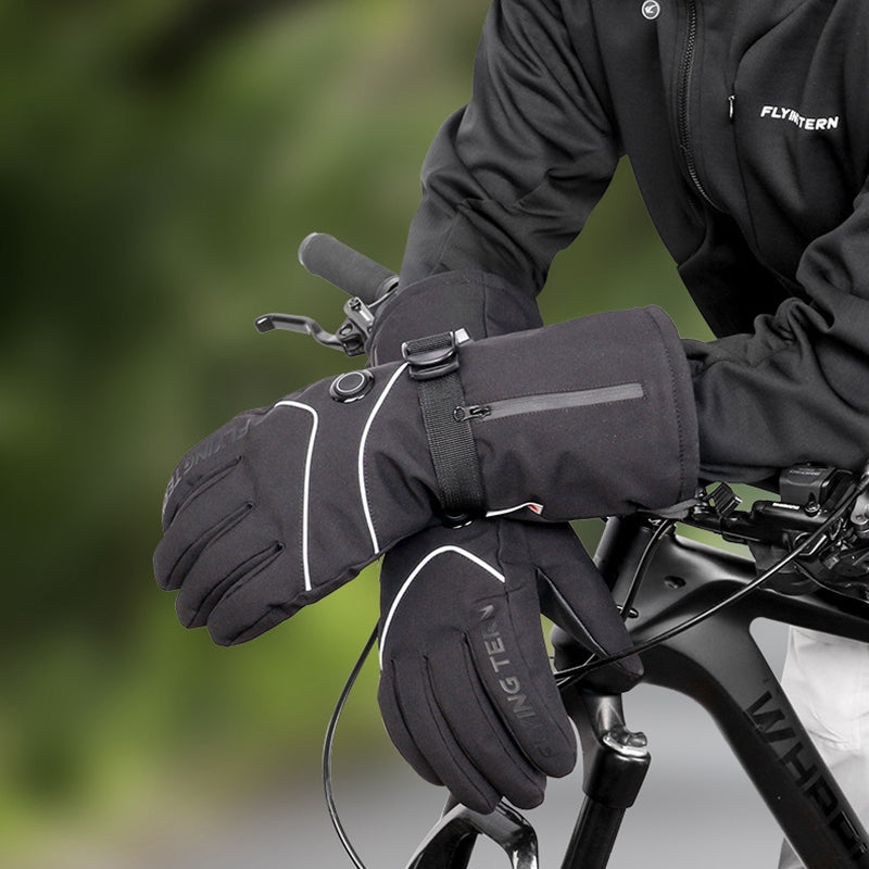 FLYINGTERN Motorcycle Snowmobile Heated Gloves Touch Screen Heated Mittens Winter Ski Gloves Electric Heating Thermal Gloves, Battery Powered