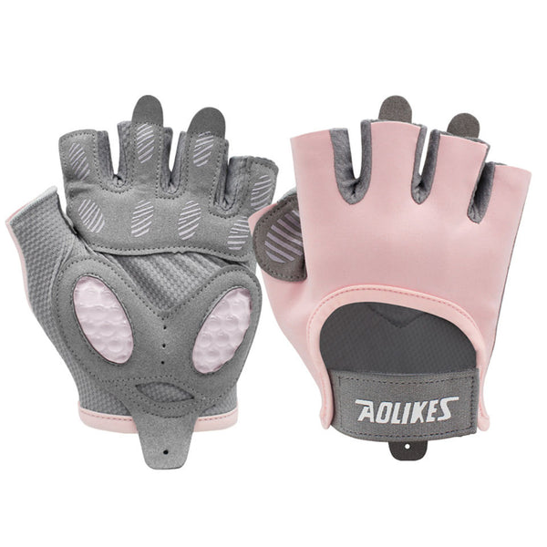 AOLIKES HS-121 1 Pair Breathable Workout Gloves Liquid Silicone Pad Palm Protection Gym Gloves Non-slip Grip Weight Lifting Half Finger Gloves