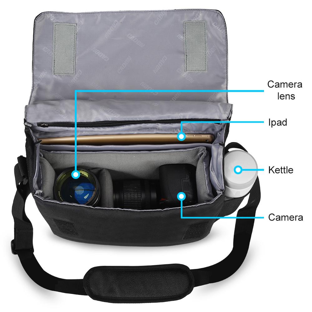 CADEN K12 Large Capacity Water-resistant DSLR Camera Messenger Shoulder Bag for Outdoor Travel