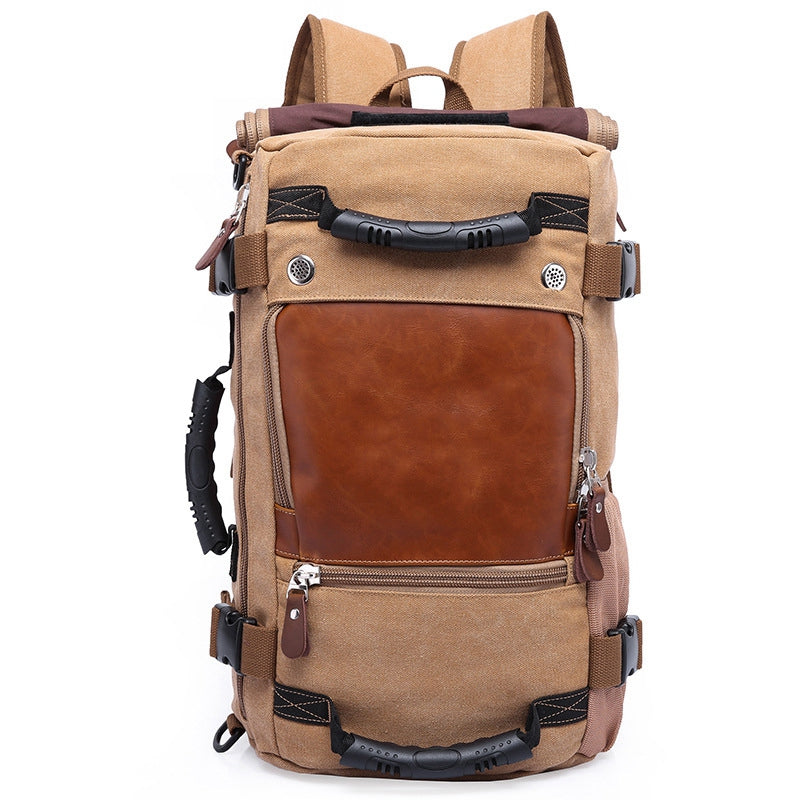 KAKA 0208 Multifunction Canvas Rucksack Retro Casual Large Capacity Outdoor Travel Backpack