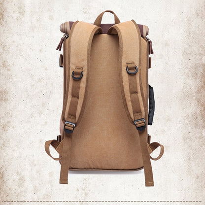 KAKA 0208 Multifunction Canvas Rucksack Retro Casual Large Capacity Outdoor Travel Backpack