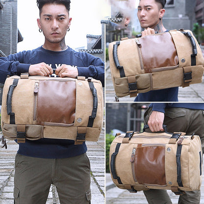 KAKA 0208 Multifunction Canvas Rucksack Retro Casual Large Capacity Outdoor Travel Backpack