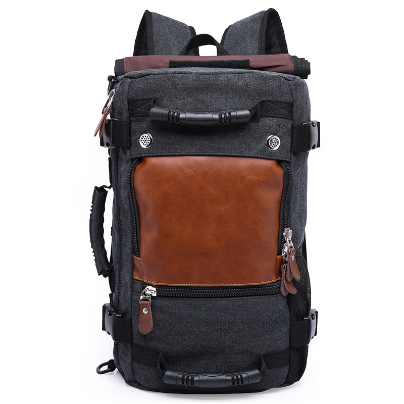 KAKA 0208 Multifunction Canvas Rucksack Retro Casual Large Capacity Outdoor Travel Backpack