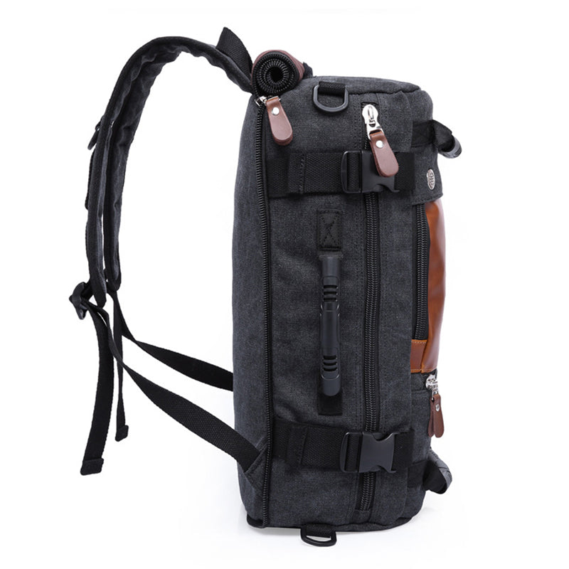 KAKA 0208 Multifunction Canvas Rucksack Retro Casual Large Capacity Outdoor Travel Backpack