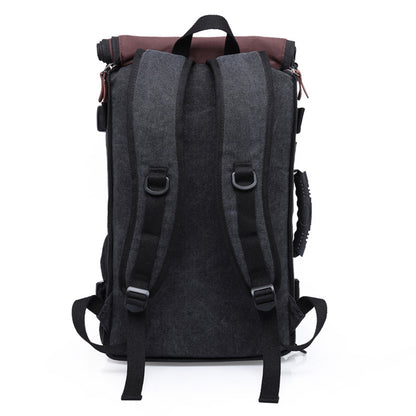 KAKA 0208 Multifunction Canvas Rucksack Retro Casual Large Capacity Outdoor Travel Backpack