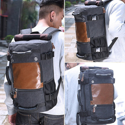 KAKA 0208 Multifunction Canvas Rucksack Retro Casual Large Capacity Outdoor Travel Backpack