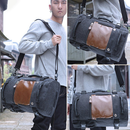 KAKA 0208 Multifunction Canvas Rucksack Retro Casual Large Capacity Outdoor Travel Backpack