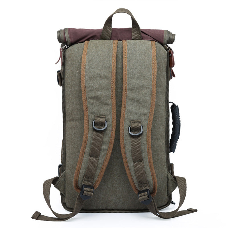 KAKA 0208 Multifunction Canvas Rucksack Retro Casual Large Capacity Outdoor Travel Backpack