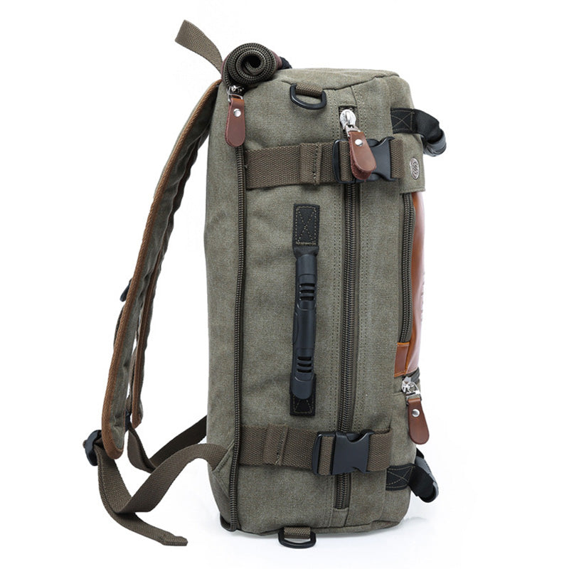 KAKA 0208 Multifunction Canvas Rucksack Retro Casual Large Capacity Outdoor Travel Backpack