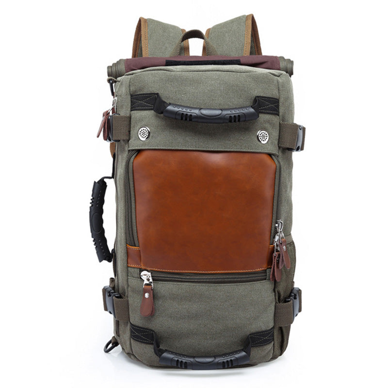 KAKA 0208 Multifunction Canvas Rucksack Retro Casual Large Capacity Outdoor Travel Backpack
