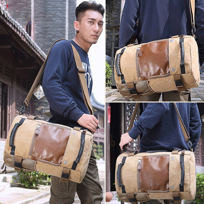 KAKA 0208 Multifunction Canvas Rucksack Retro Casual Large Capacity Outdoor Travel Backpack