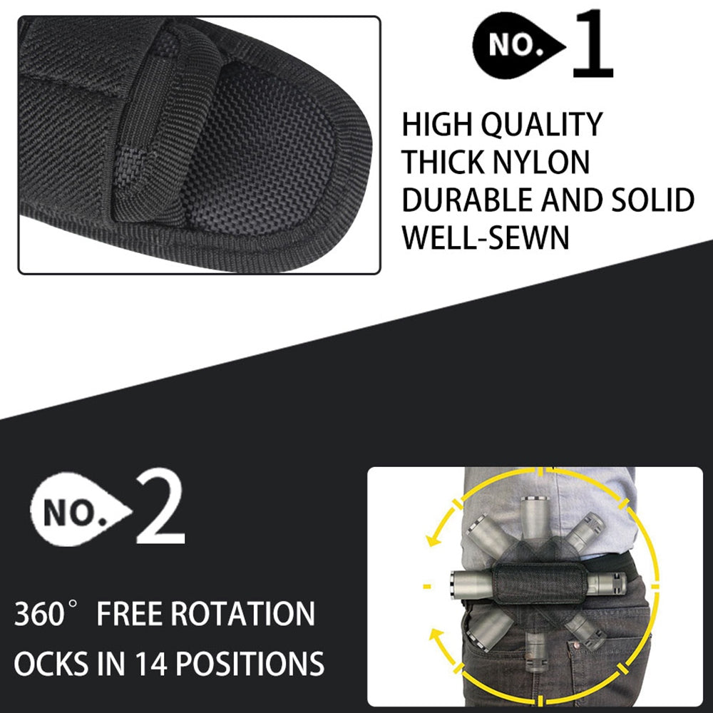 H-133 Outdoor Tactical Flashlight Pouch Holster 360 Degree Rotating Waist Bag for Belt Torch Cover Hunting Lighting Pouch