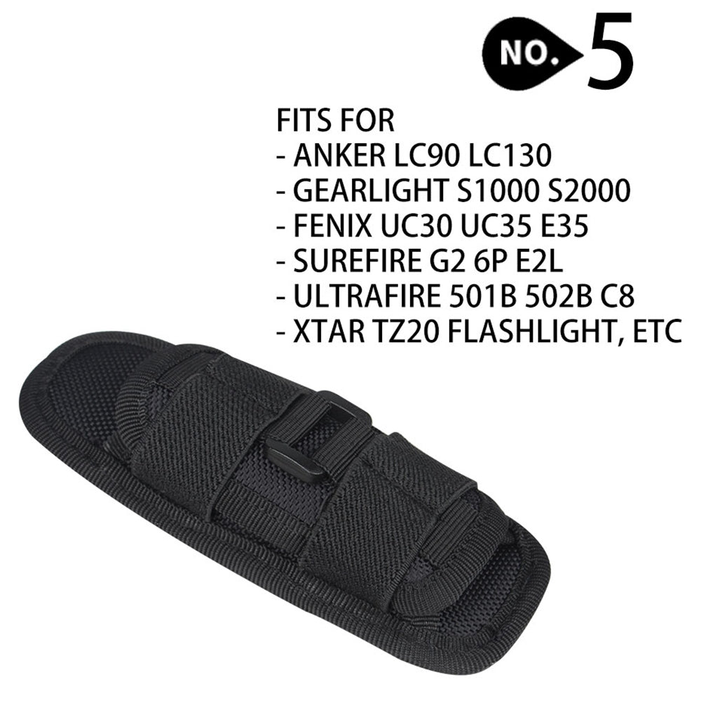 H-133 Outdoor Tactical Flashlight Pouch Holster 360 Degree Rotating Waist Bag for Belt Torch Cover Hunting Lighting Pouch