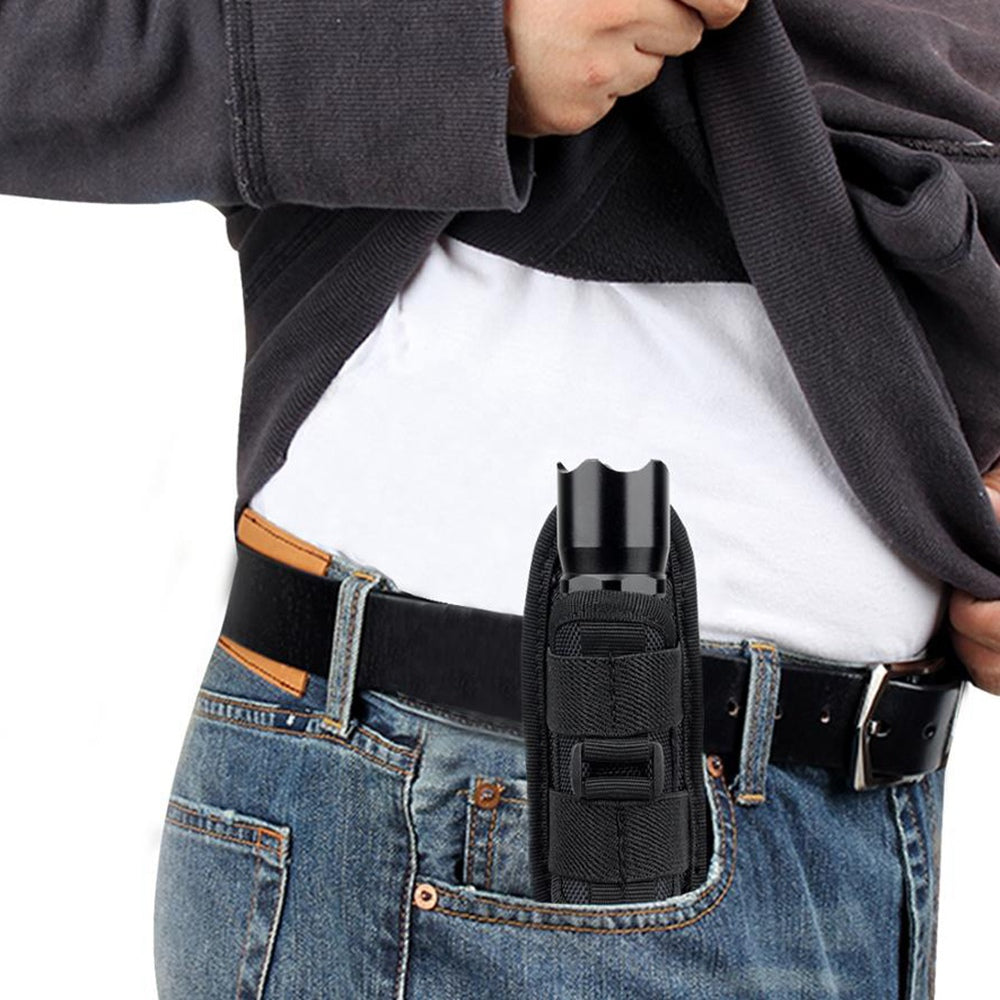 H-133 Outdoor Tactical Flashlight Pouch Holster 360 Degree Rotating Waist Bag for Belt Torch Cover Hunting Lighting Pouch
