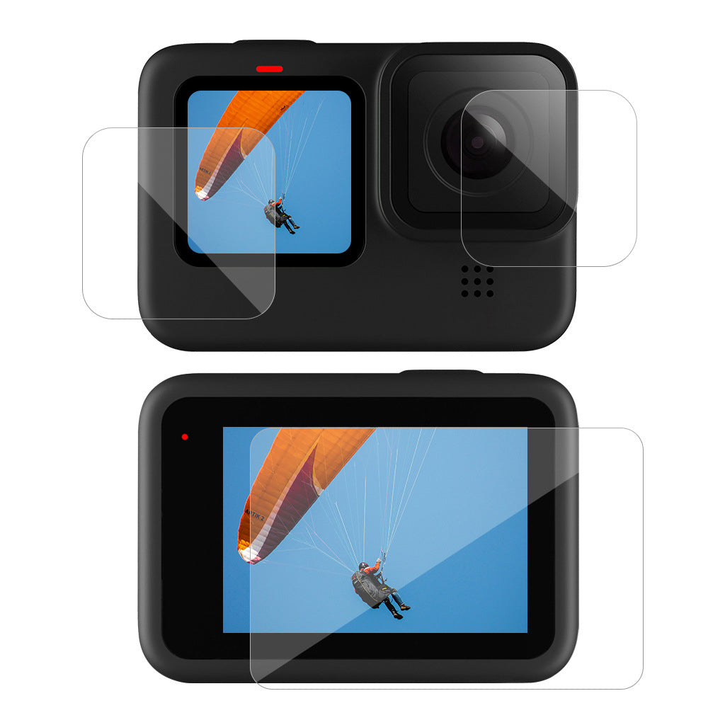 TELESIN GP-FLM-901 High Hardness Anti-explosion Tempered Glass Camera Lens Back Screen Protector Film + PET Soft Front Screen Protector for GoPro Hero 10/9