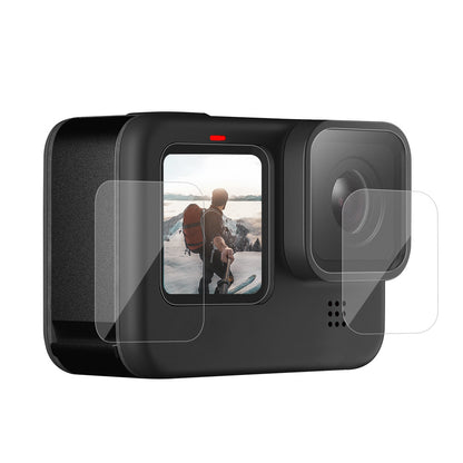 TELESIN GP-FLM-901 High Hardness Anti-explosion Tempered Glass Camera Lens Back Screen Protector Film + PET Soft Front Screen Protector for GoPro Hero 10/9