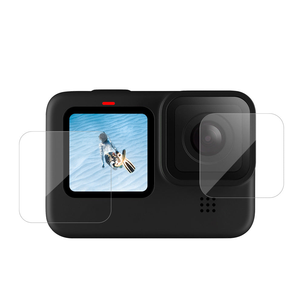 TELESIN GP-FLM-901 High Hardness Anti-explosion Tempered Glass Camera Lens Back Screen Protector Film + PET Soft Front Screen Protector for GoPro Hero 10/9