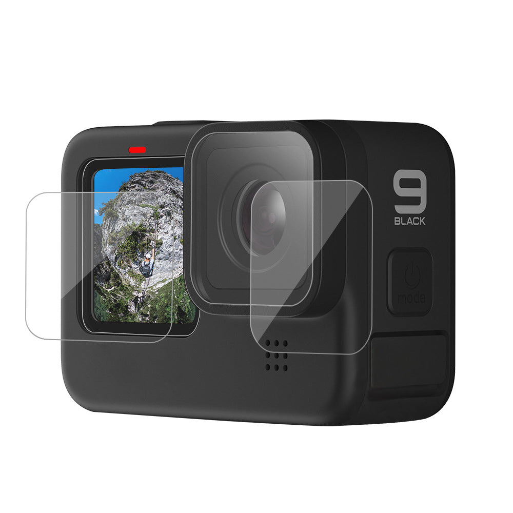 TELESIN GP-FLM-901 High Hardness Anti-explosion Tempered Glass Camera Lens Back Screen Protector Film + PET Soft Front Screen Protector for GoPro Hero 10/9